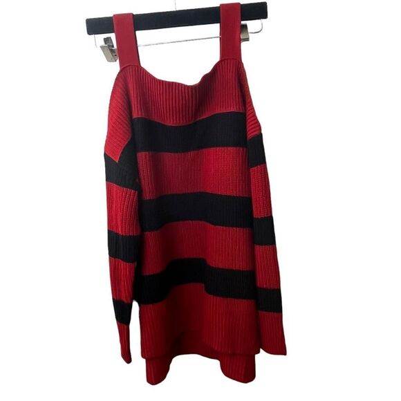 🎉Soho Striped Cold Shoulder Sweater Sz XL - Picture 3 of 5